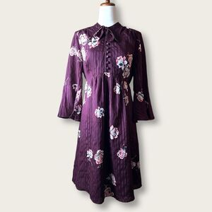 Motherhood Maternity Floral Cottage Bell Sleeve Burgundy Dress Size Small